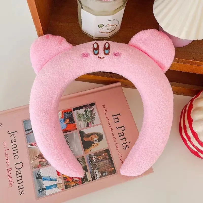Cute Kirby Pink Plush Skincare Headband