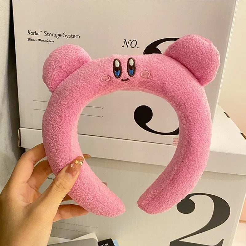 Cute Kirby Pink Plush Skincare Headband