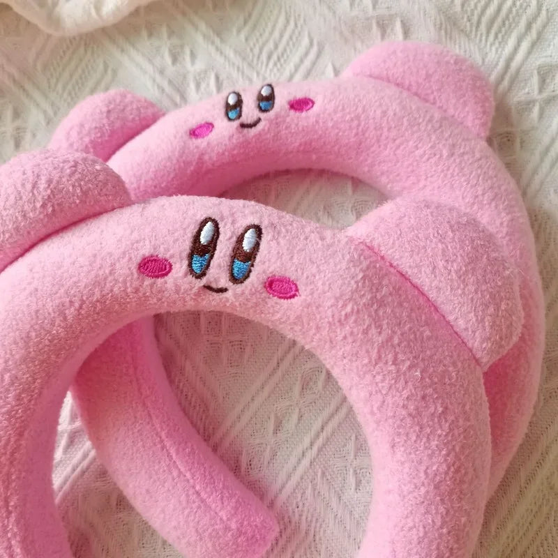 Cute Kirby Pink Plush Skincare Headband