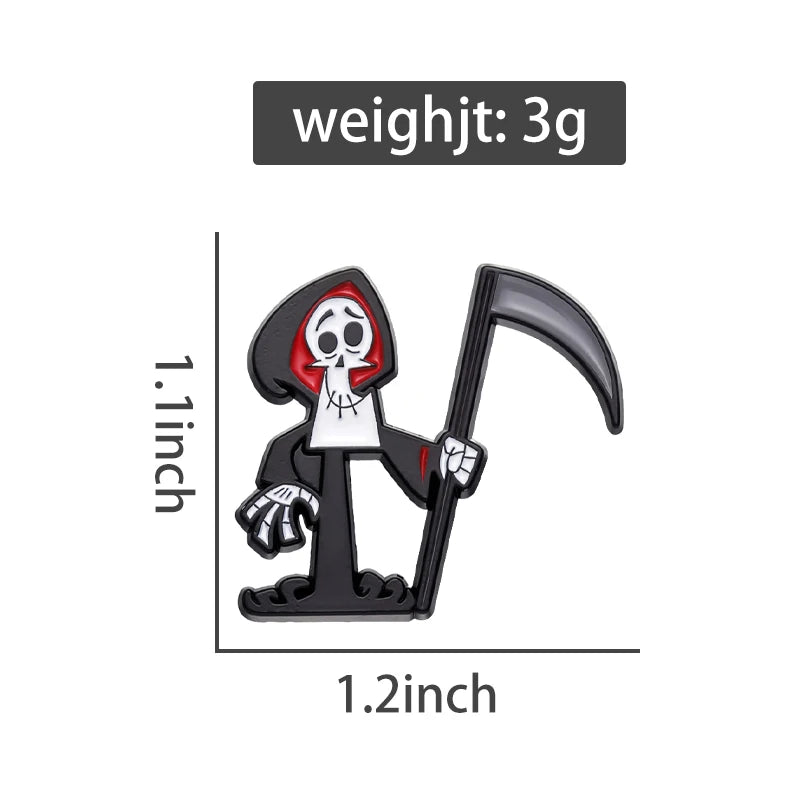 Grim Reaper Brooch Pin