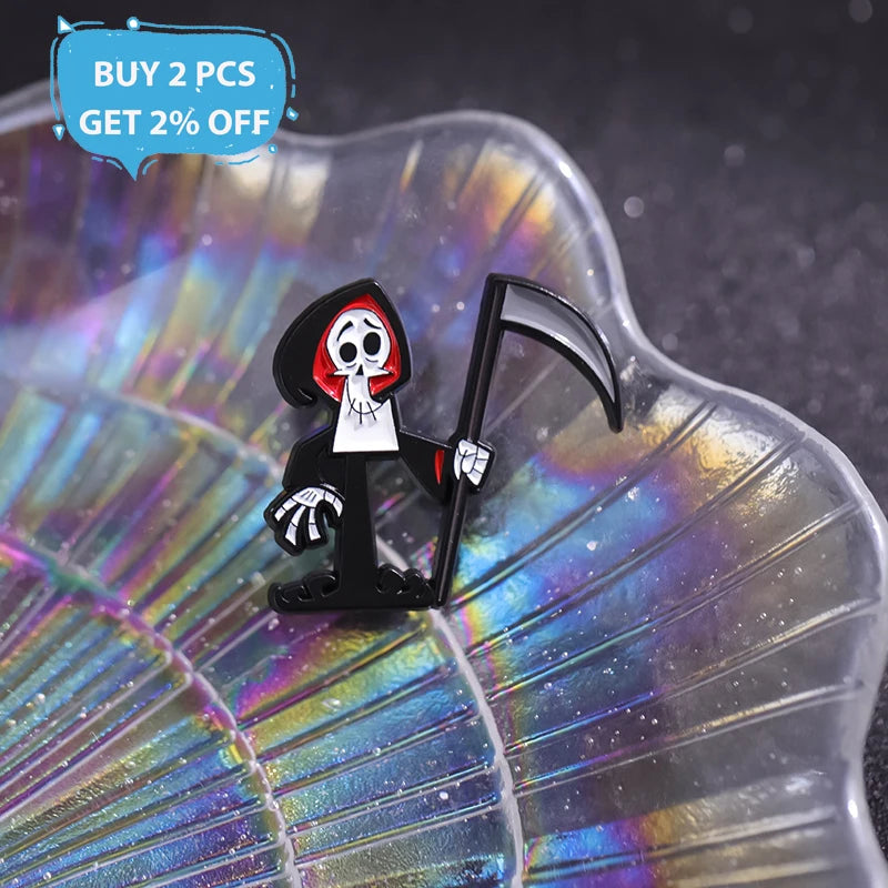 Grim Reaper Brooch Pin