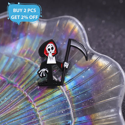 Grim Reaper Brooch Pin