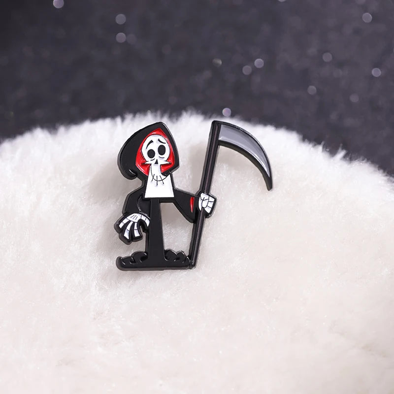 Grim Reaper Brooch Pin